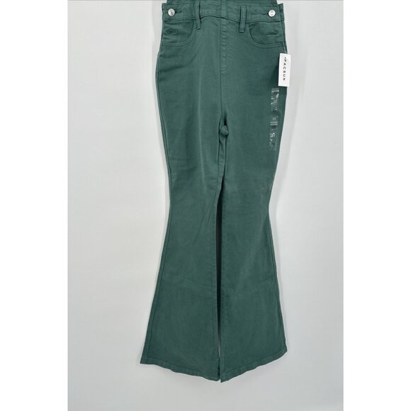 Pacsun Denim Bib Overalls Junior 25 Green Bell Bottom Flare Boho Coachella Rare - Picture 5 of 13